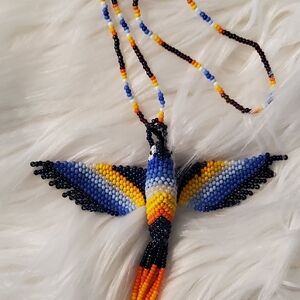 Colorful Beaded Bird Necklace